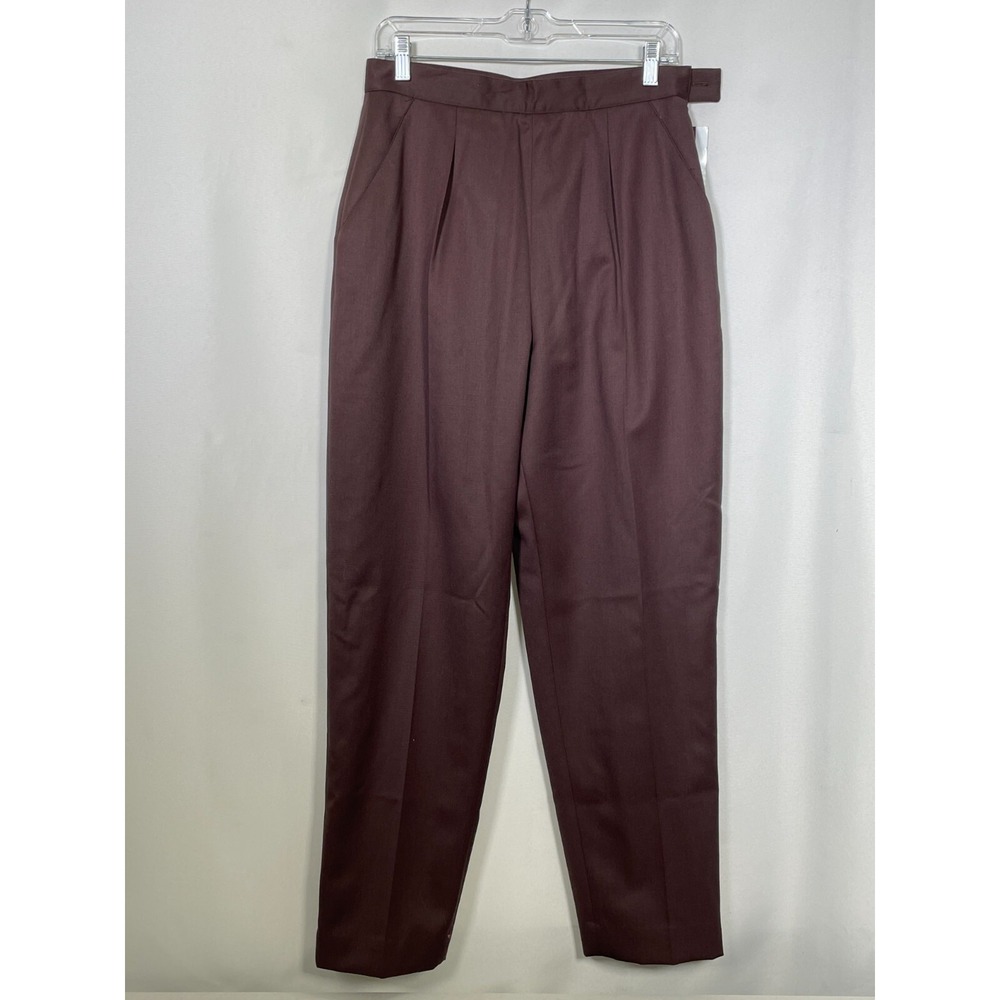 Amanda Smith Pure Wool Soft Touch Brown Straight Leg Dress Pants Women's 12 NWT